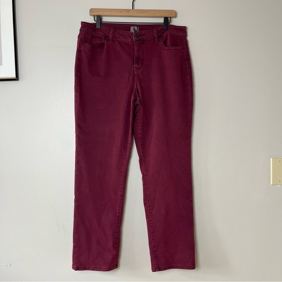 Dress Barn Maroon Straight Leg Pants 14 Petite - Picture 1 of 10